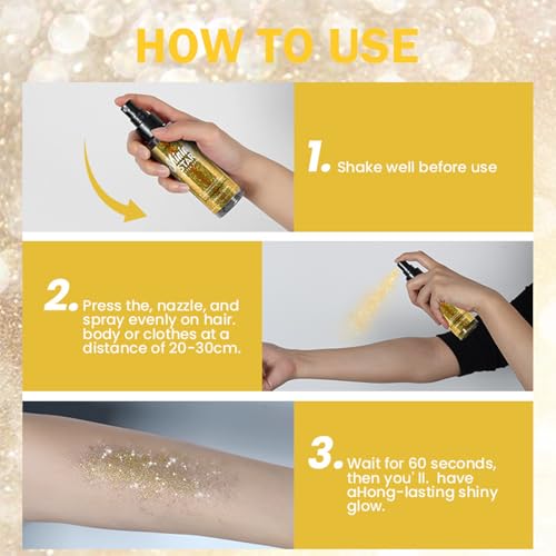 Thumbnail 8 de Mikloven Gold Glitter Shimmer Spray 100ml — Waterproof & Sweat-Resistant