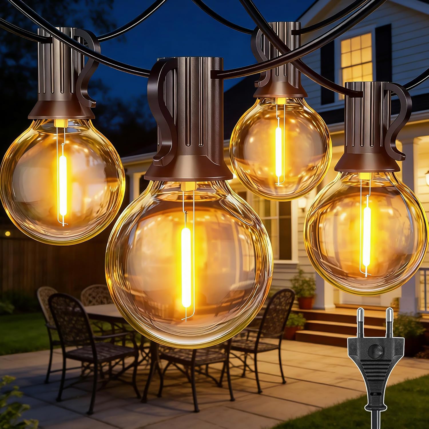 Detalle de HeiPard Catena Luminosa Esterno 20 m con 35+2 LED Bianco Caldo: atmosfera accogliente per giardino e terrazza