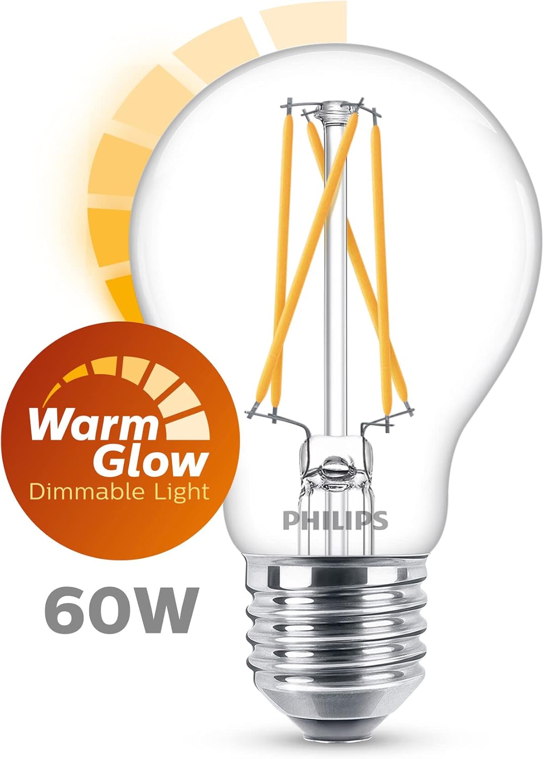 Thumbnail 1 de Philips lampadina LED E27 60 W, luce bianca calda dimmerabile, vetro trasparente (1 pezzo)