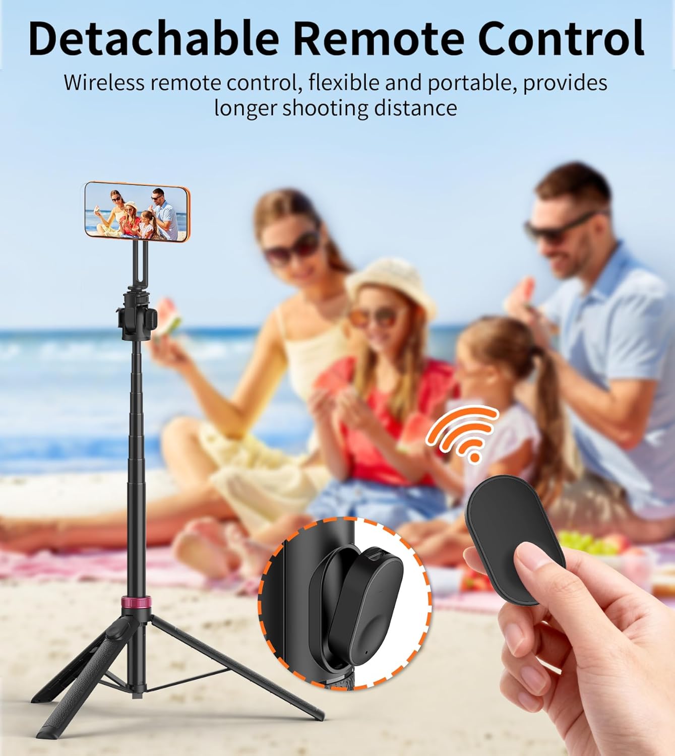 Detalle 2 de 69" Magnetic Phone Tripod Head for MagSafe Phones with Remote & Mount Adapter