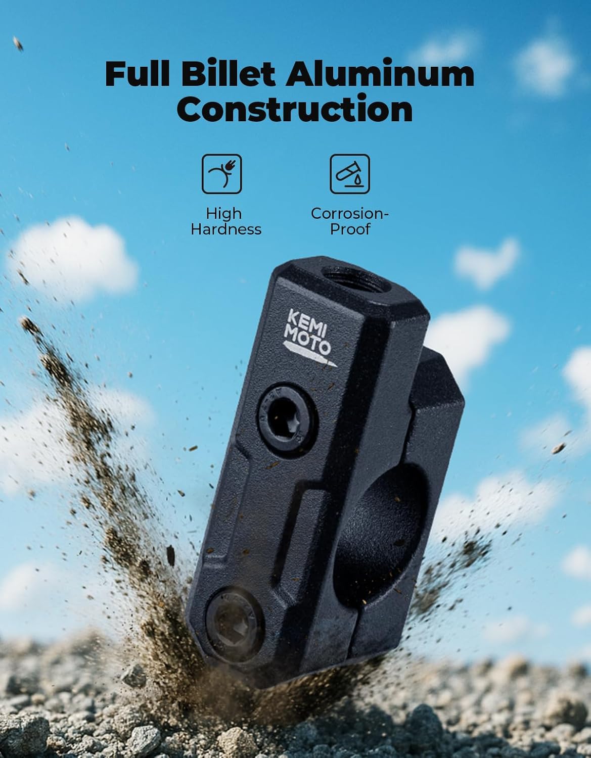 Detalle de KEMIMOTO supporti specchietti moto 10 mm, 2 pezzi con morsetti adattatori per manubrio da 22 mm