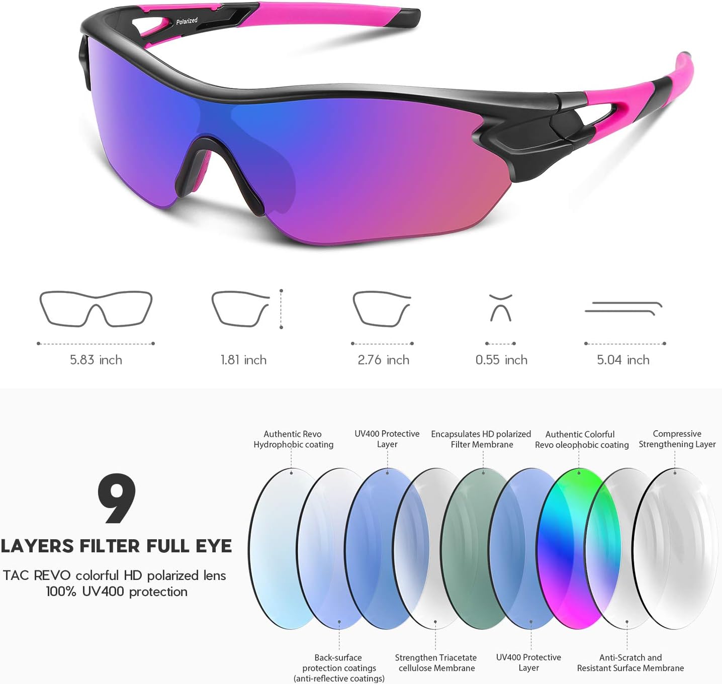 Detalle 2 de BEACOOL Polarized Sports Sunglasses UV400