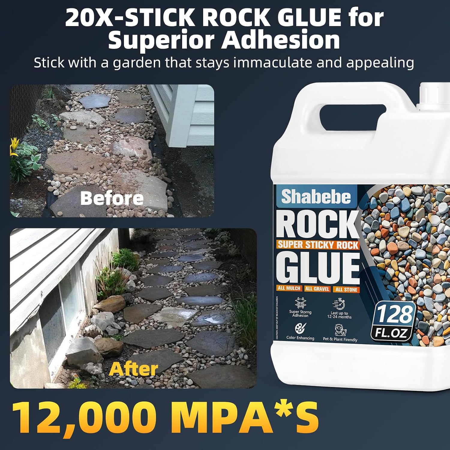 Detalle de Shabebe Rock Glue for Landscaping, 2-Gallon Gravel and Mulch Binder