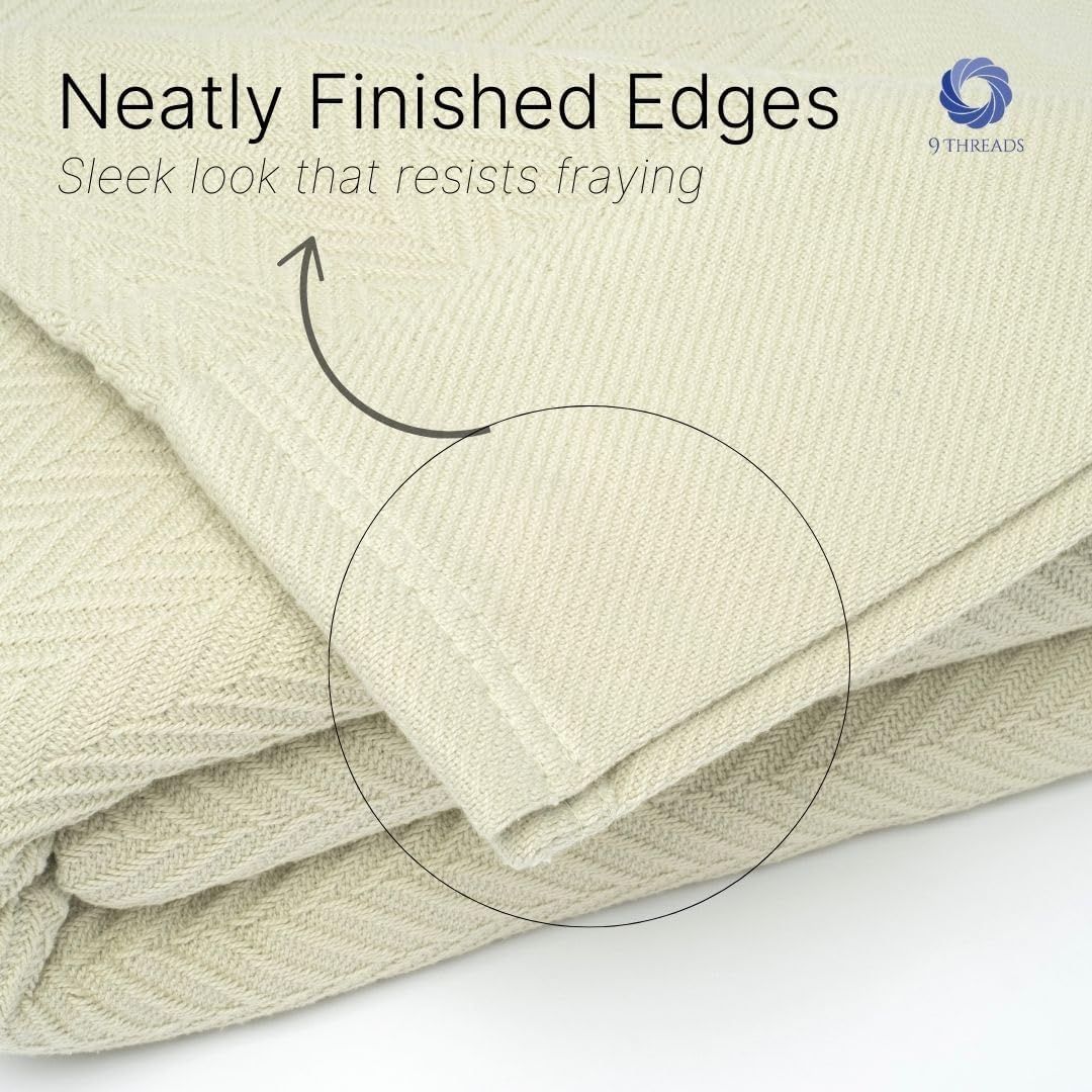 Detalle de 9Threads Herringbone Cotton Blanket 108" × 90"