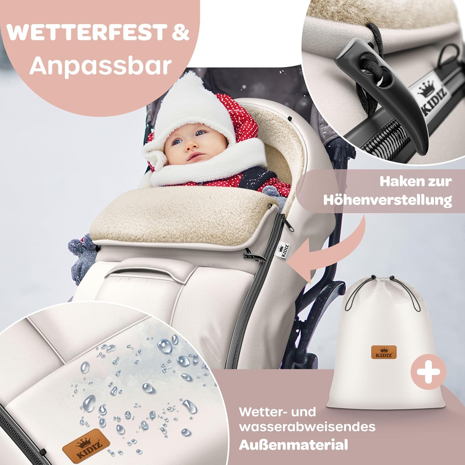 Thumbnail 6 de Kidiz Babyfußsack Winterfußsack Beige