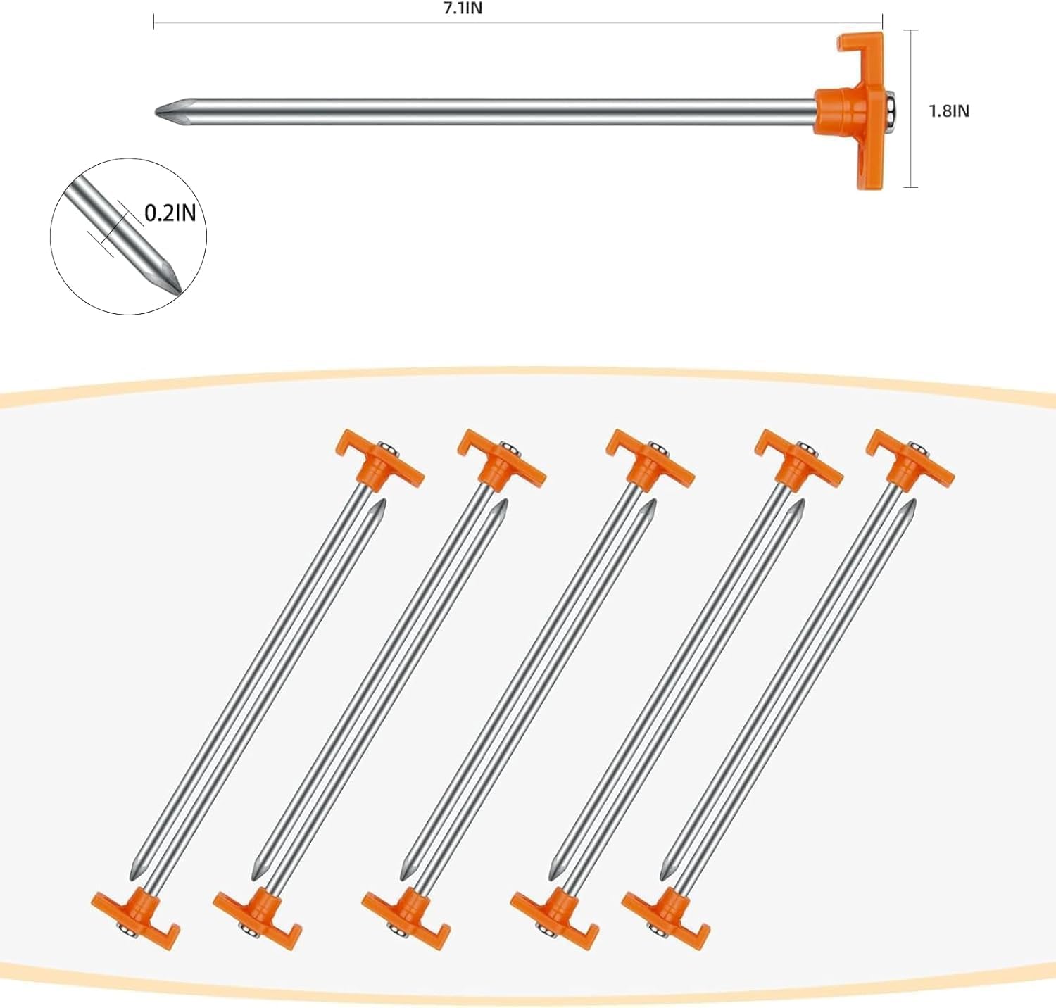 Thumbnail 1 de AVOFOREST 7.1-inch Tent Stakes (12 Pack) — Non-Rust Metal Ground Pegs for Camping, Garden, Hiking