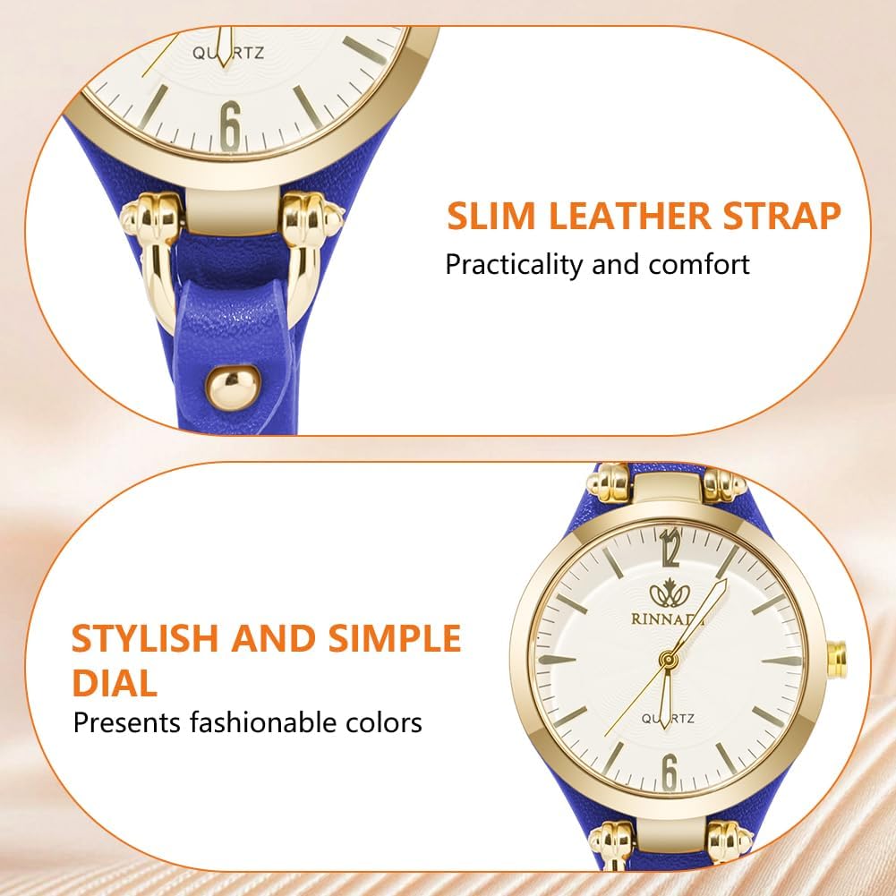 Detalle 2 de OFFCUP Orologio da donna analogico al quarzo con cinturino in pelle e movimento a tre lancette