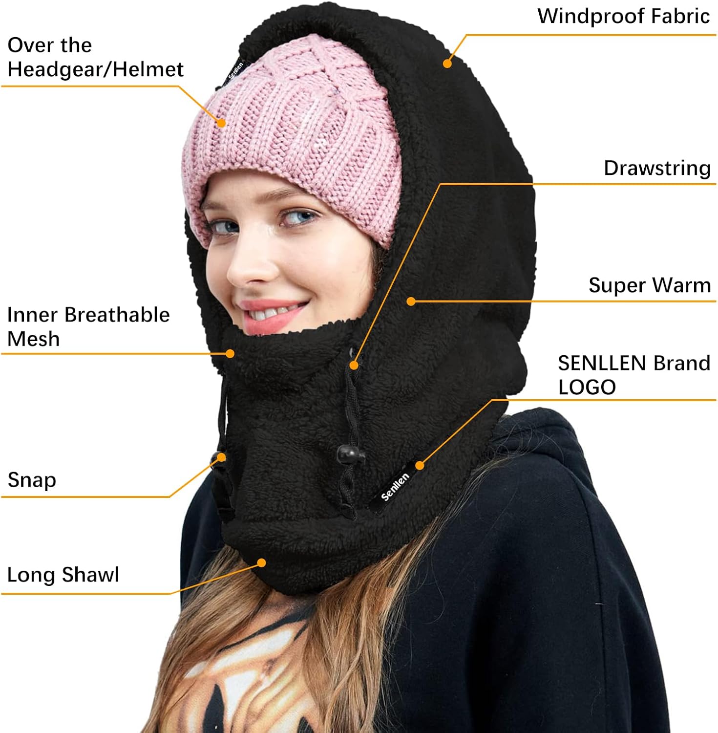Detalle 2 de Senllen Balaclava Cold Weather Fleece Ski Mask đ§Ł