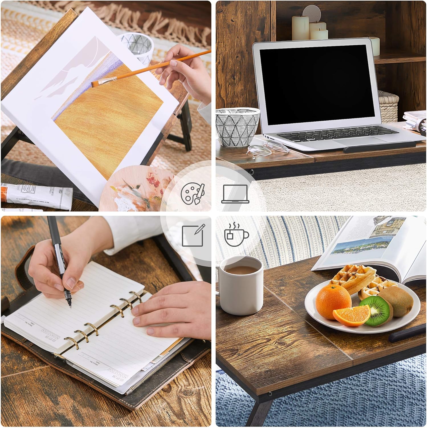 Detalle de SONGMICS Laptoptisch vintagebraun 71 x 35 cm