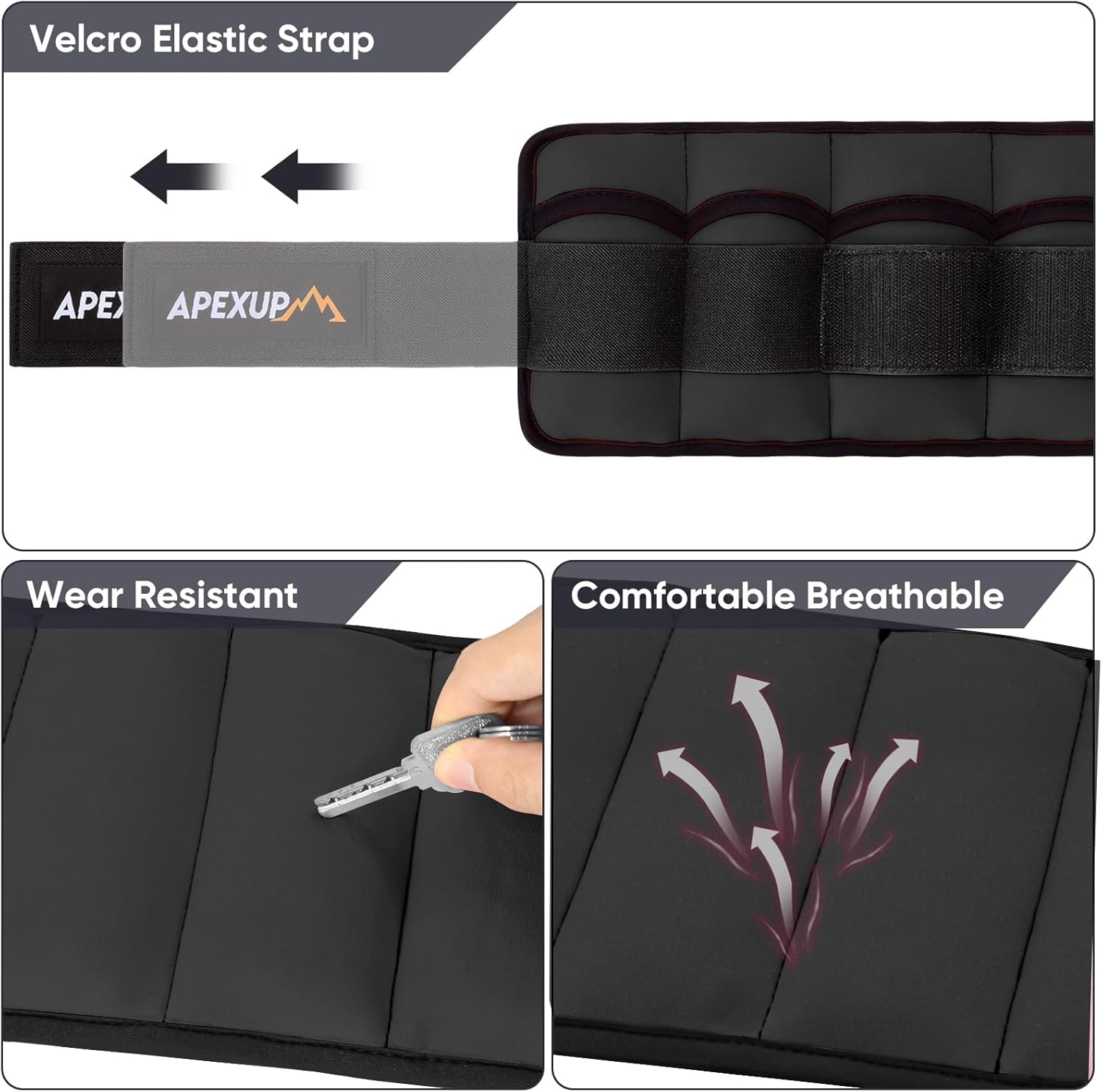 Detalle 1 de APEXUP 10lbs Adjustable Ankle Weights ๐๏ธโ
