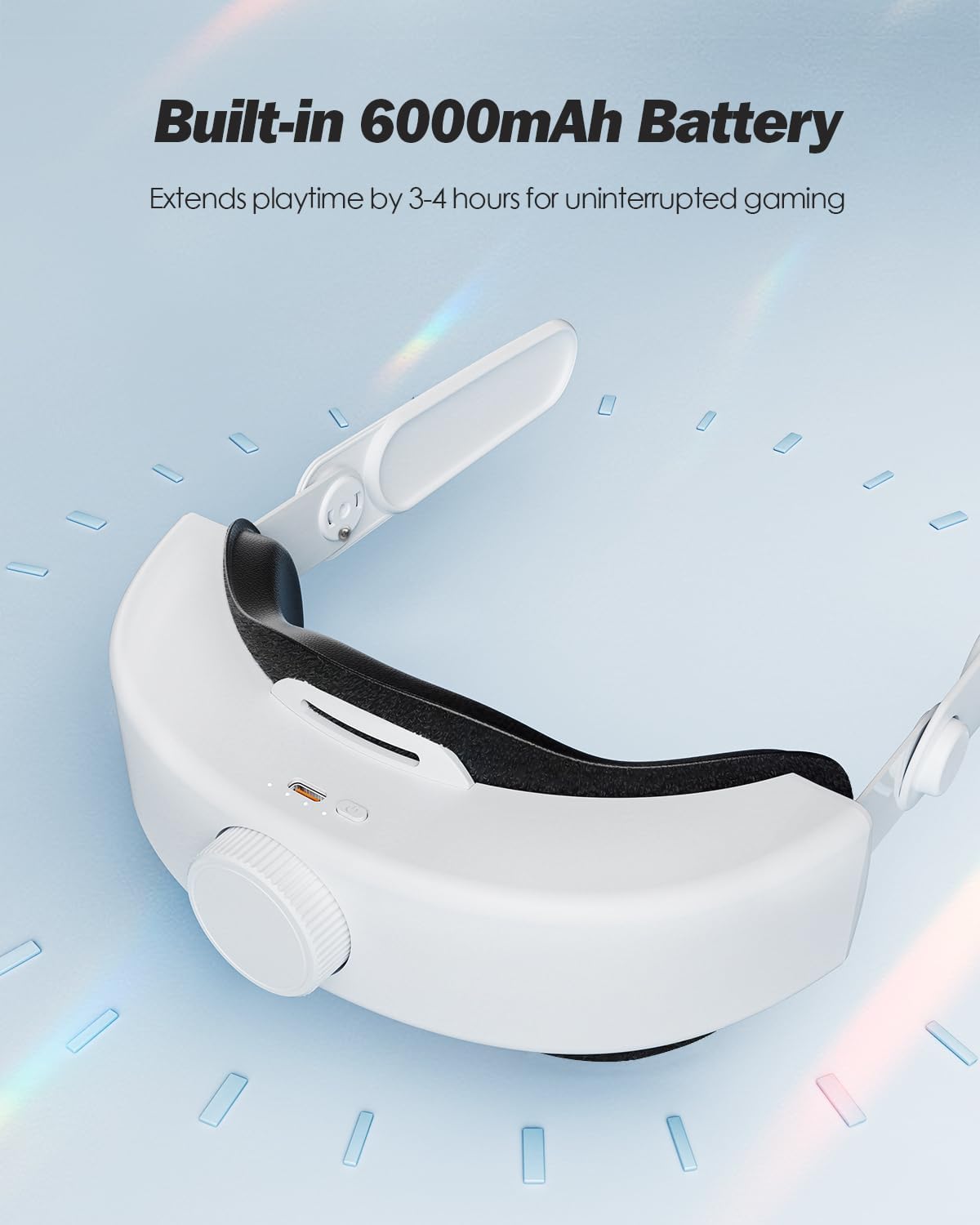 Detalle de SUPERUS Battery Head Strap for Quest 2 with Earphones – Adjustable Elite Strap Replacement for Meta Quest 2