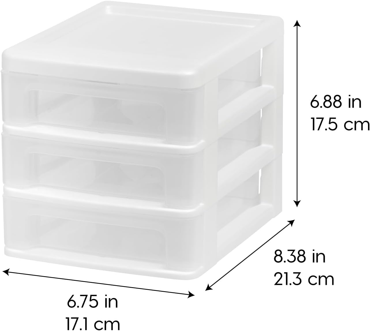 Detalle de IRIS USA 587602 4-Pack 3-Drawer Desktop Organizers, Stackable White Plastic