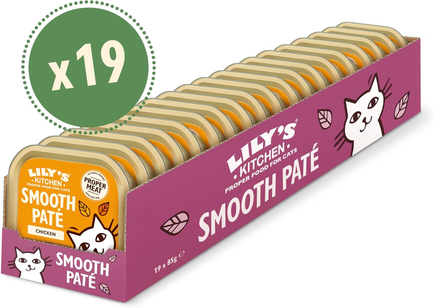 Detalle de Lily’s Kitchen Feine Pastete Hühnchen – Natürliche Zutaten, Nassfutter für Katzen, 19 x 85 g Schale