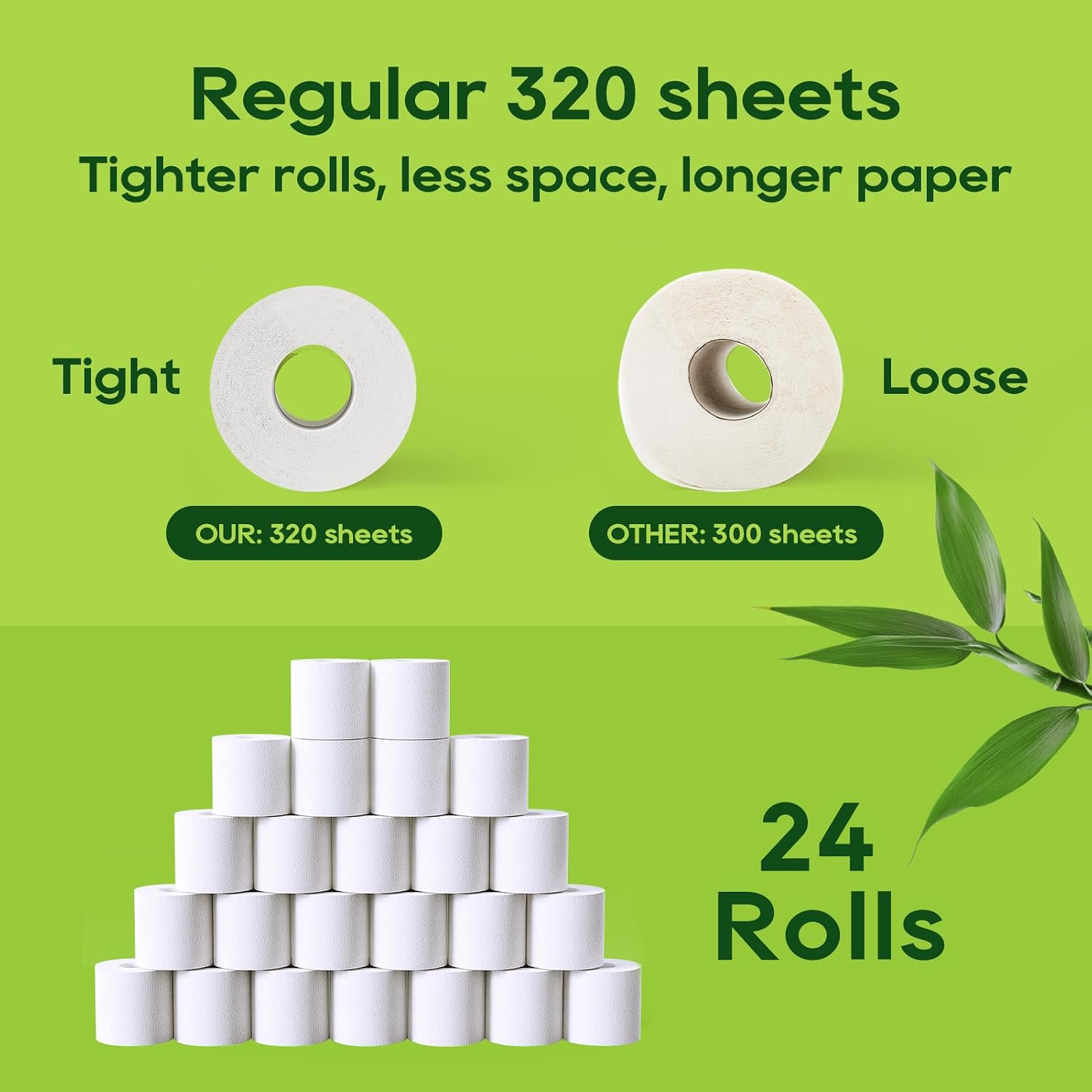 Detalle de ECOLipak Bamboo Toilet Paper – 24 Double Rolls, Septic Safe, 2-Ply, Tree-Free