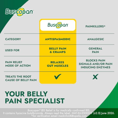 Thumbnail 7 de Buscopan IBS Relief Tablets 60 (Hyoscine butylbromide) – Quick Source‑Targeted Belly Pain Relief