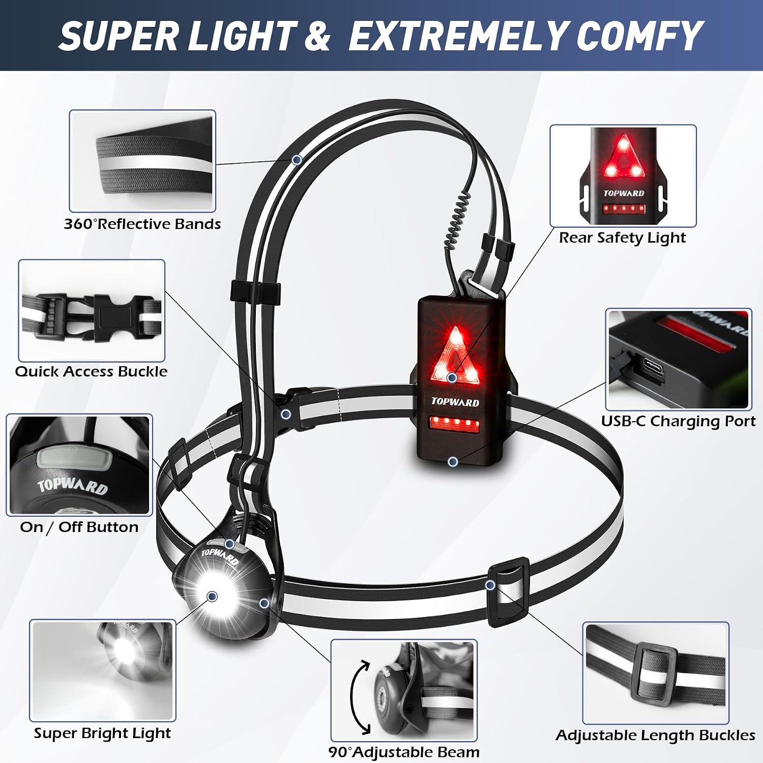 Thumbnail 1 de Topward Running Lights Chest Torch 500 lumen