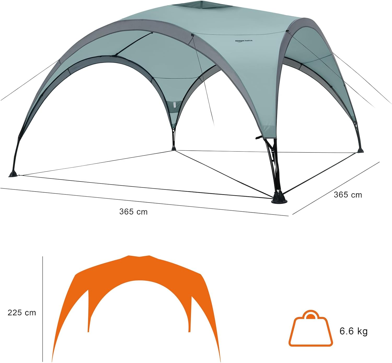 Thumbnail 4 de Amazon Basics Event Garden Gazebo Sun Shelter (3.65 x 3.65 m) in Light Green
