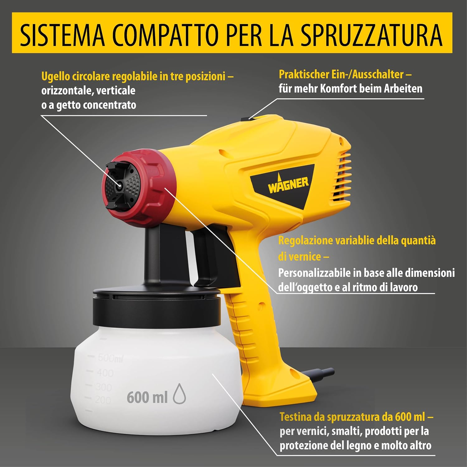Detalle 2 de WAGNER W 125 Pistola a Spruzzo 600 ml 🎨