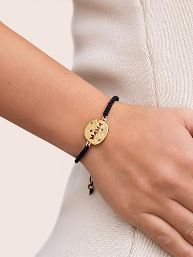 Thumbnail 1 de SINGULARU Pulsera Mamá Colors – Latón con baño en oro 18 Kt y circonitas, longitud ajustable 16–24 cm