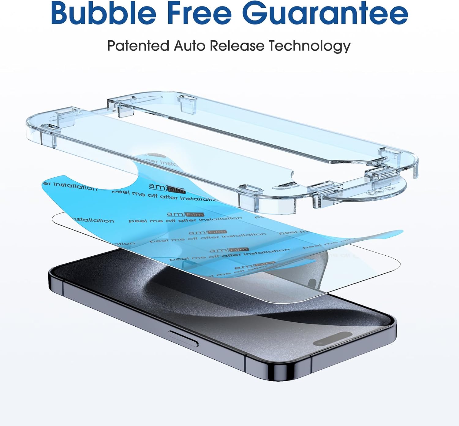 Detalle 1 de amFilm OneTouch OT-IPH15P-6.1 iPhone 15 Pro Screen Protector, 9H Glass, 2+2 Pack