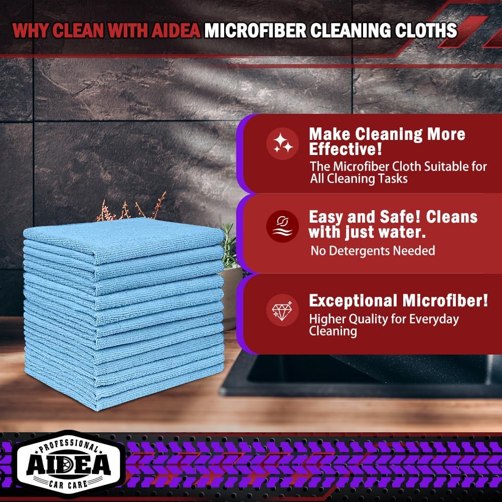 Detalle de AIDEA Microfiber Cleaning Cloths, 150-Pack, Blue, 12 x 12 Inches
