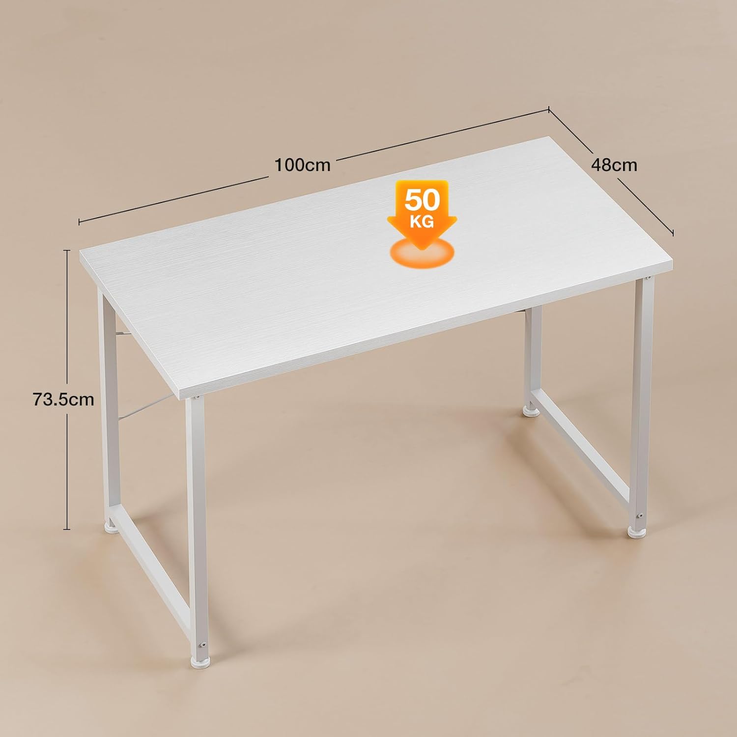 Thumbnail 2 de ODK Escritorio Pequeña, 100x48cm Mesa de Estudio de Ordenador con Pies Ajustables Mesa de Escritura de Ordenador para Oficina, Dormitorio, Blanco