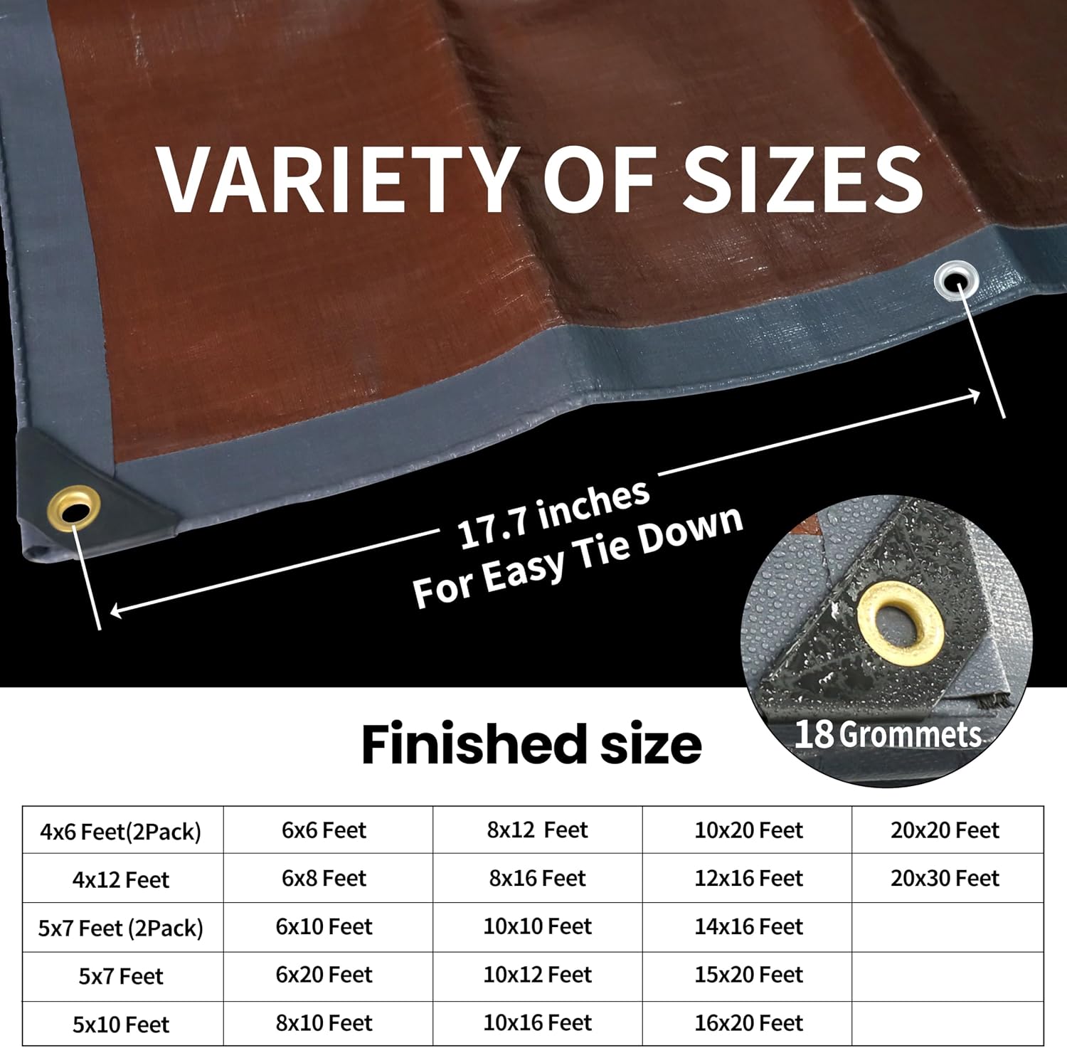 Thumbnail 6 de TARPAL 6x8 Heavy-Duty Tarp: 20mil Waterproof Tarpaulin with UV Protection and Grommets