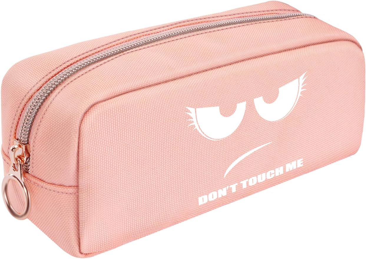 Detalle de FINPAC Federmäppchen Mäppchen „Don't Touch“ in Rosa – große Kapazität für Schule & Büro