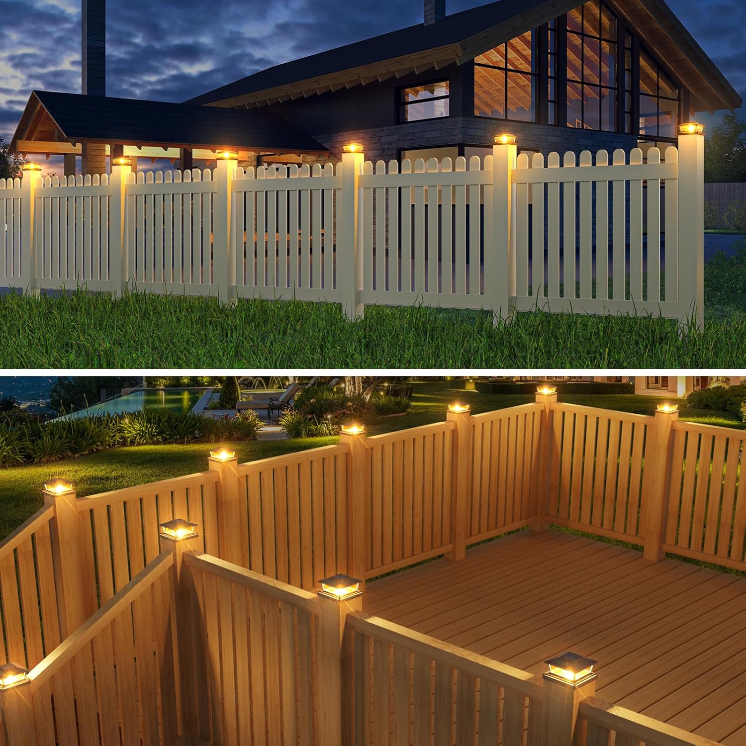Thumbnail 4 de btfarm 2 Pack Solar Post Lights Outdoor Garden – 2 Modes, IP65 Waterproof, Square Post Cap Lamps