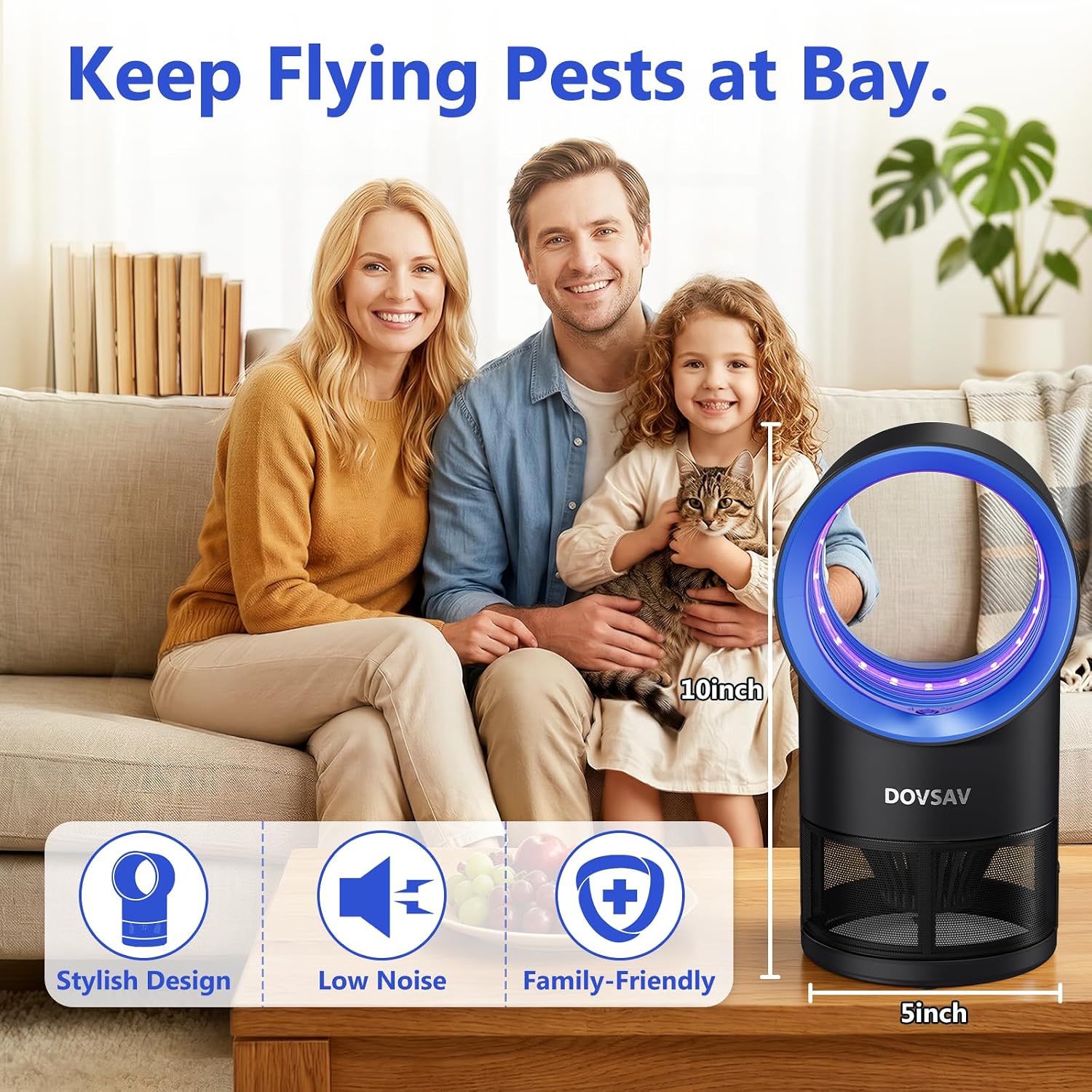 Detalle 1 de DOVSAV 2605 Indoor Fruit Fly Trap with UV Light, Suction Fan & Timer