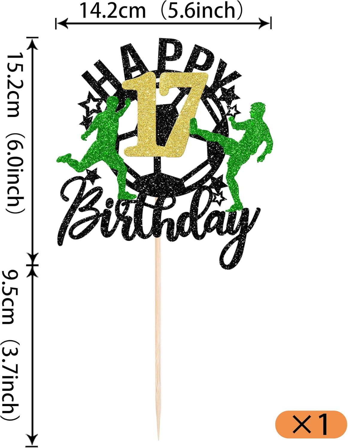 Thumbnail 1 de SYKYCTCY 13th Birthday Soccer Cake Topper set (1 pack) with stick