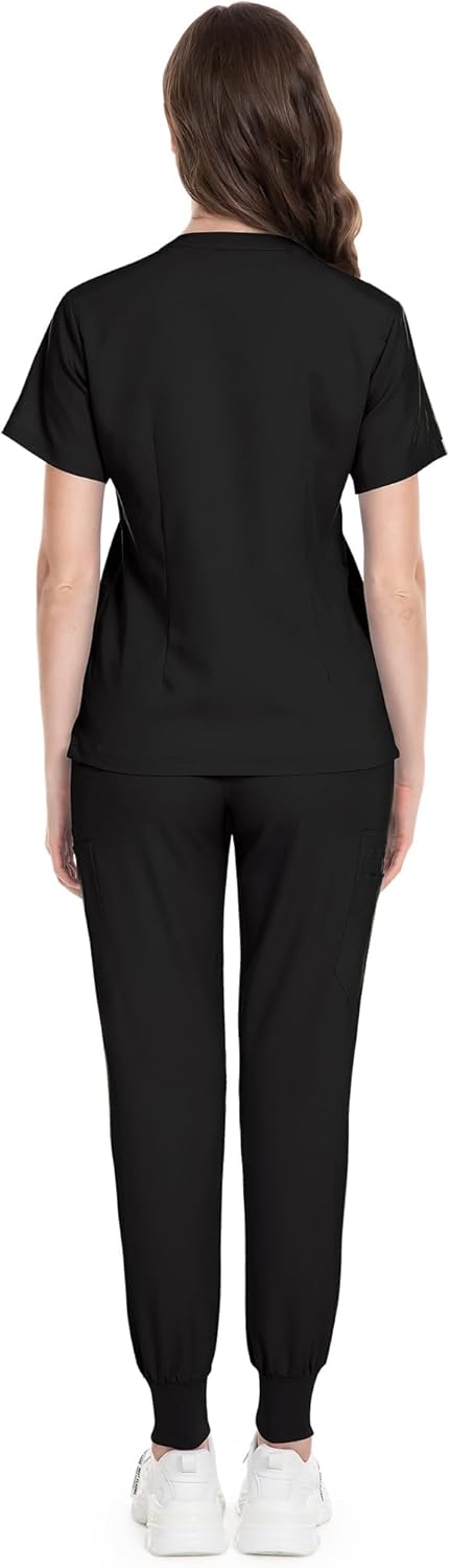 Thumbnail 2 de Unisex Scrubs Uniforms Set with 11 Pockets – V-Neck Top & Jogger Trousers, NiaHin