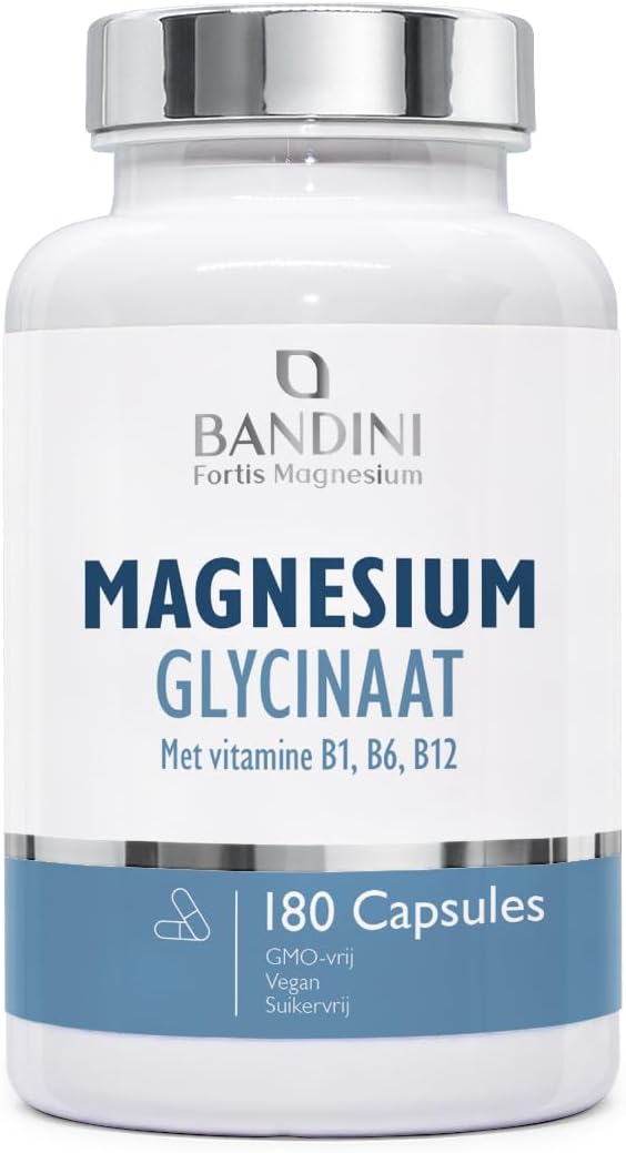 Detalle de Bandini Magnesium Bisglycinaat, 180 capsules met vitamine B1, B6 en B12