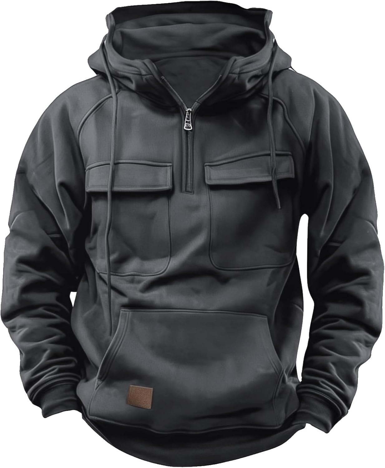 Detalle 1 de Hello MrLin Cargo Hoodie for Men – UK-style zip-up tactical sweatshirt
