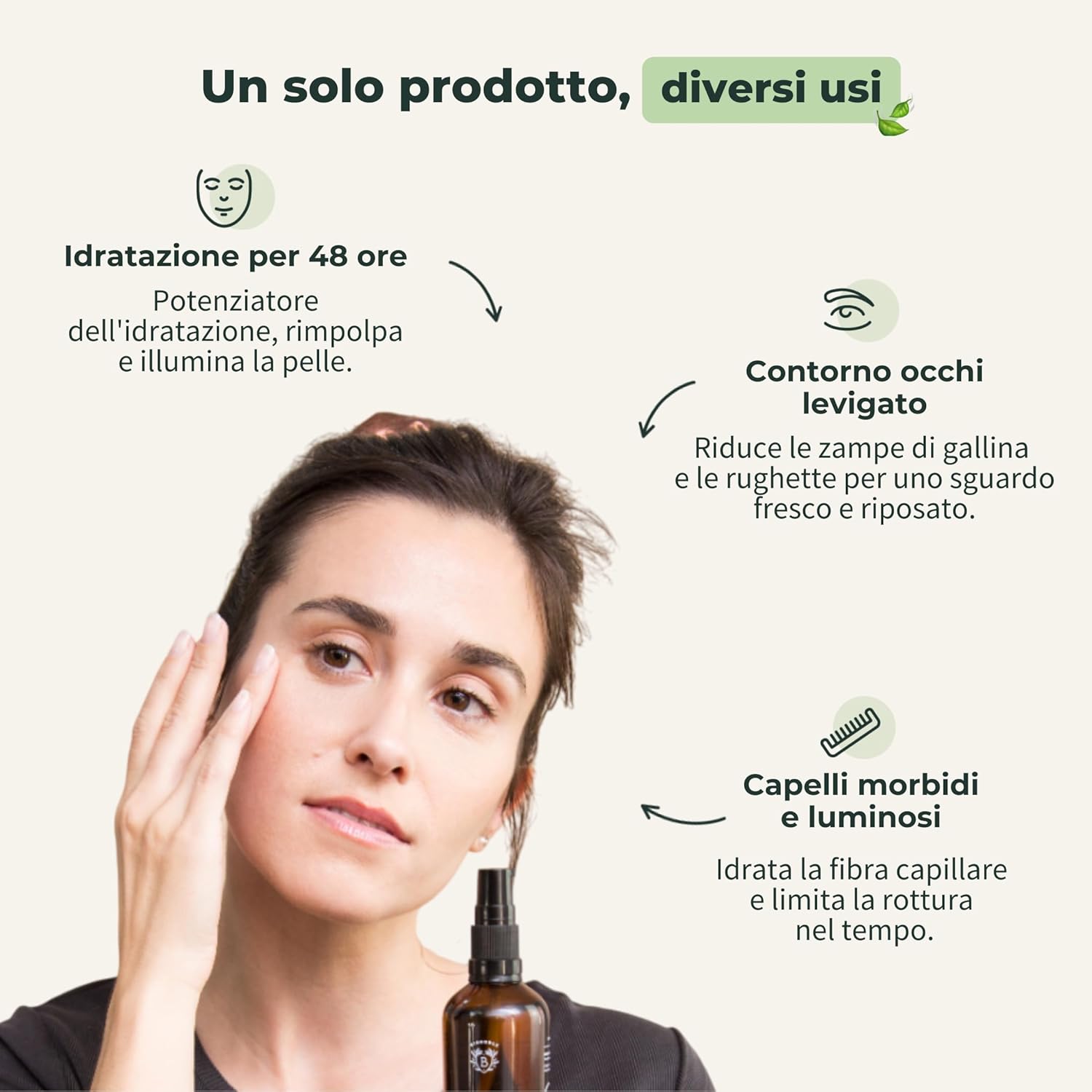 Detalle de BIONOBLE Siero Viso Acido Ialuronico Puro Bio – Idratante e Rimpolpante (100 ml, vetro con pompa)
