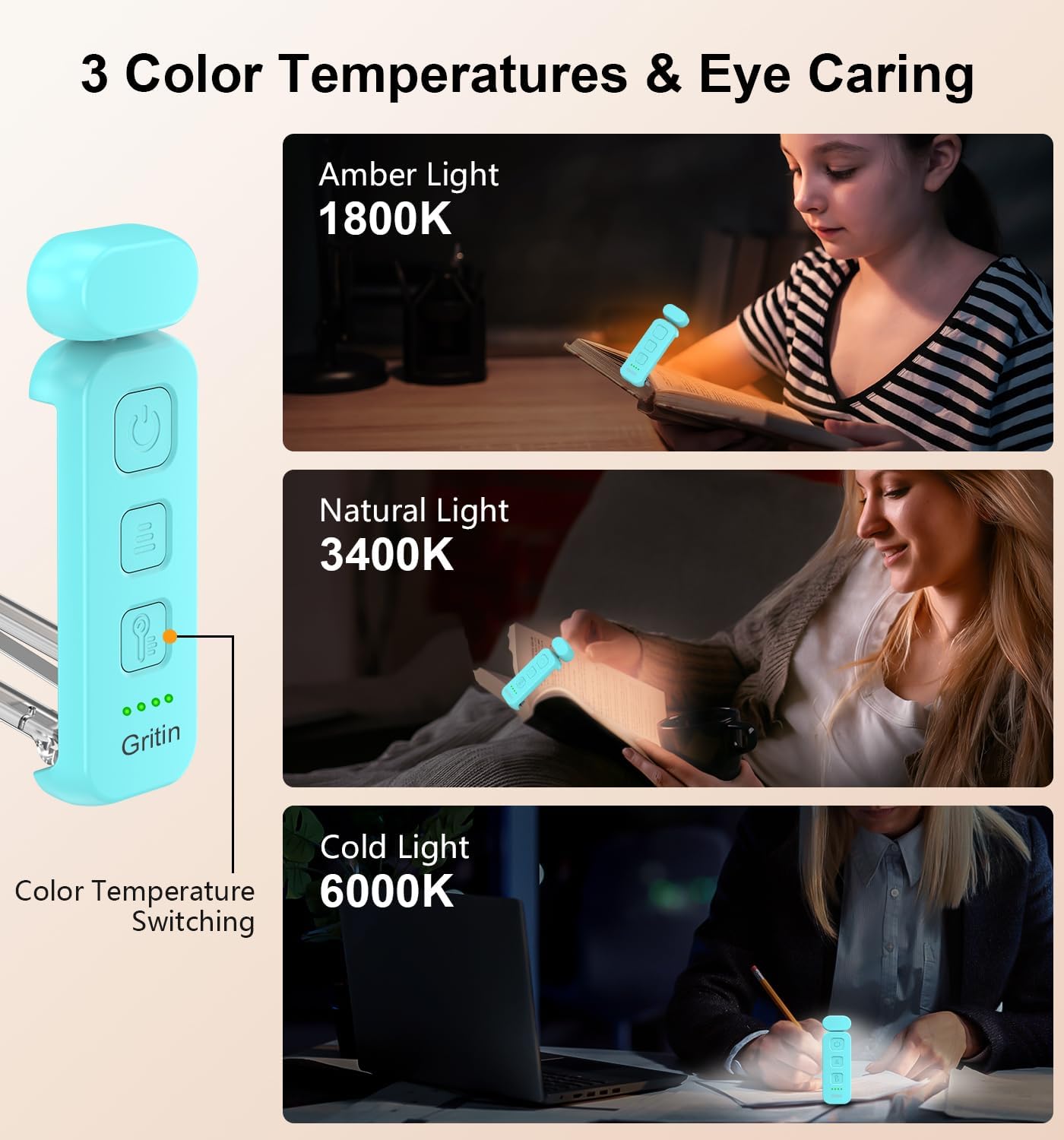 Thumbnail 3 de Gritin Book Light Rechargeable 80 hrs