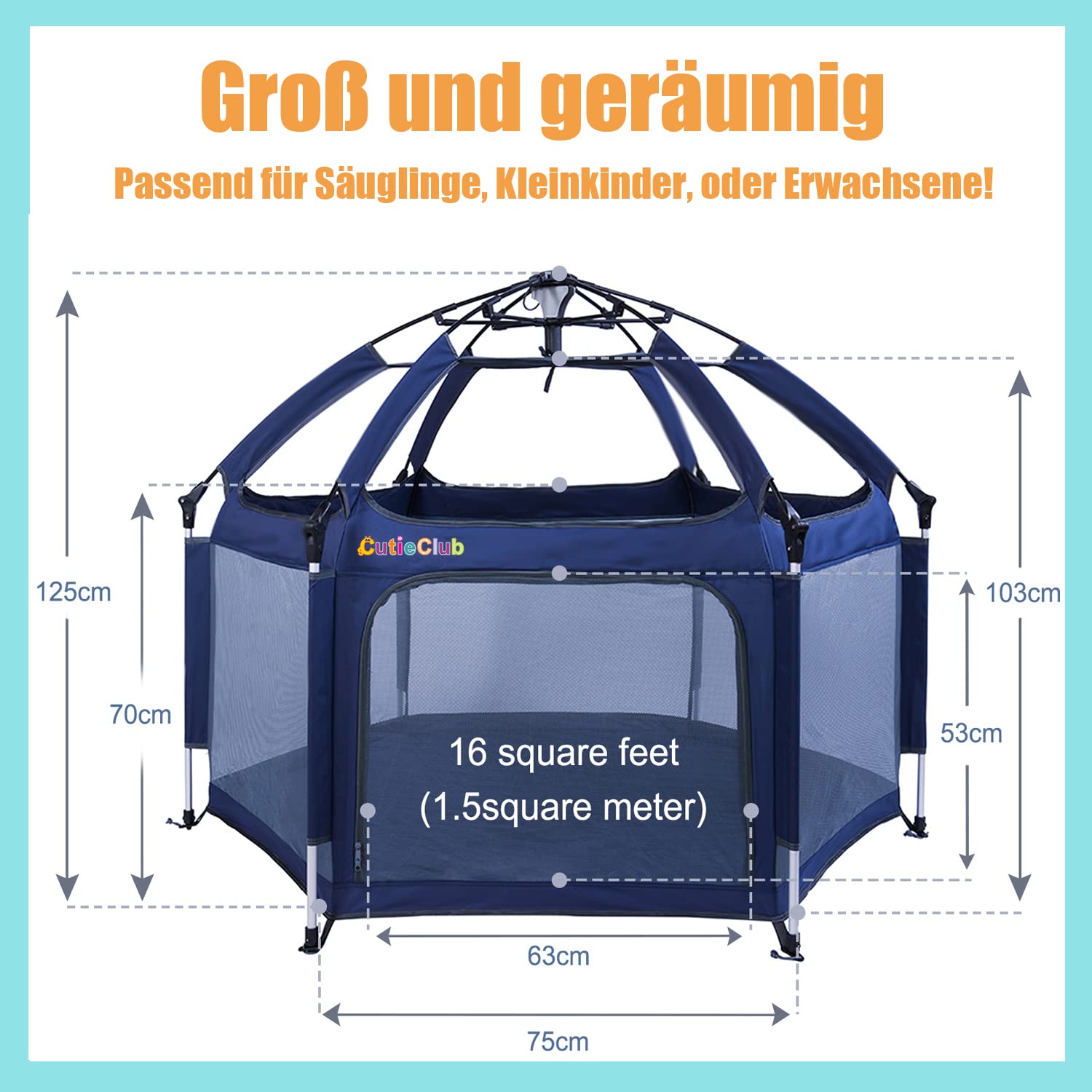 Thumbnail 6 de CutieClub Laufstall 150 cm, faltbar