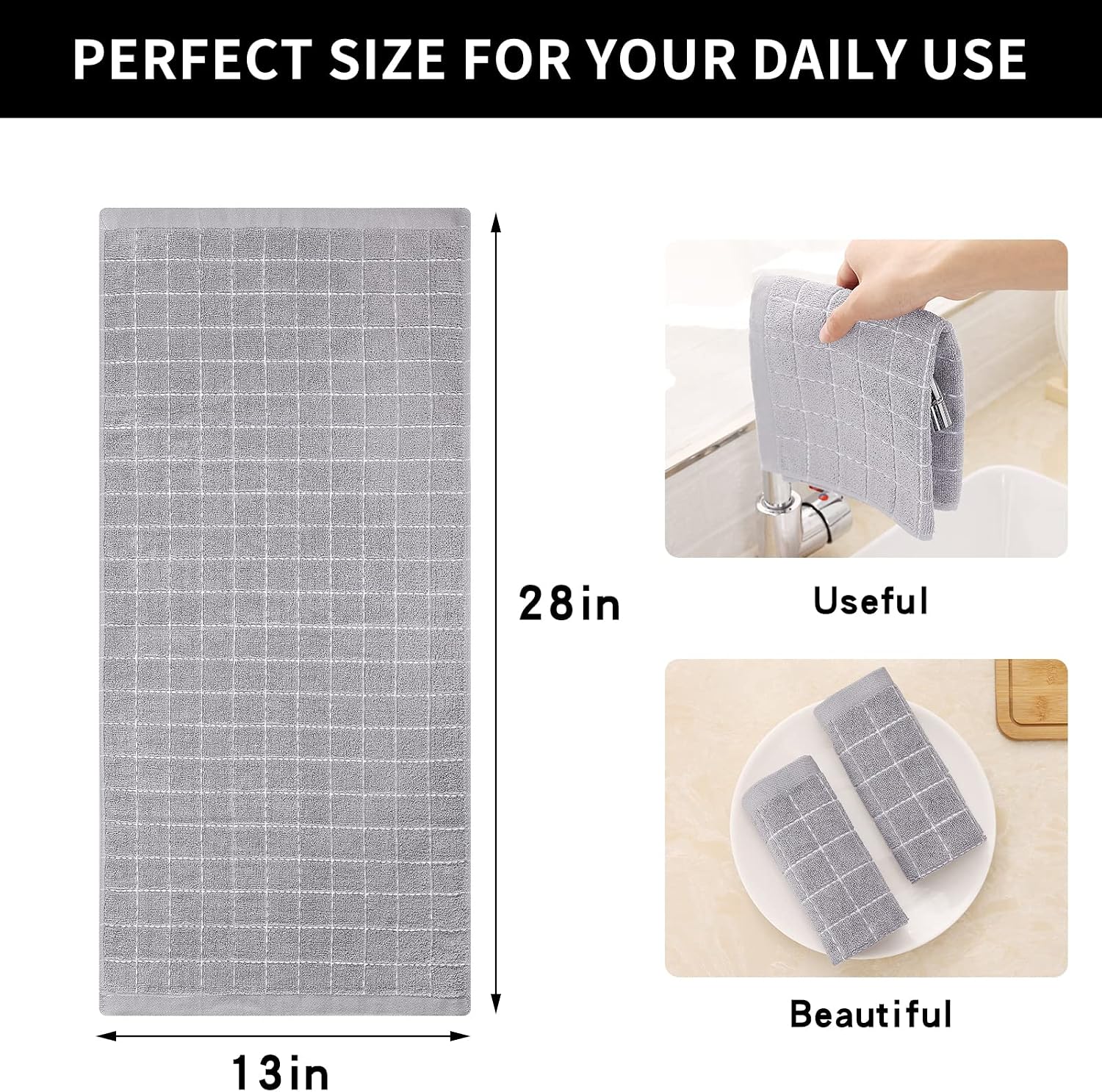 Thumbnail 4 de Homaxy 13 x 28 Cotton Terry Kitchen Towels, 4-Pack 🧻