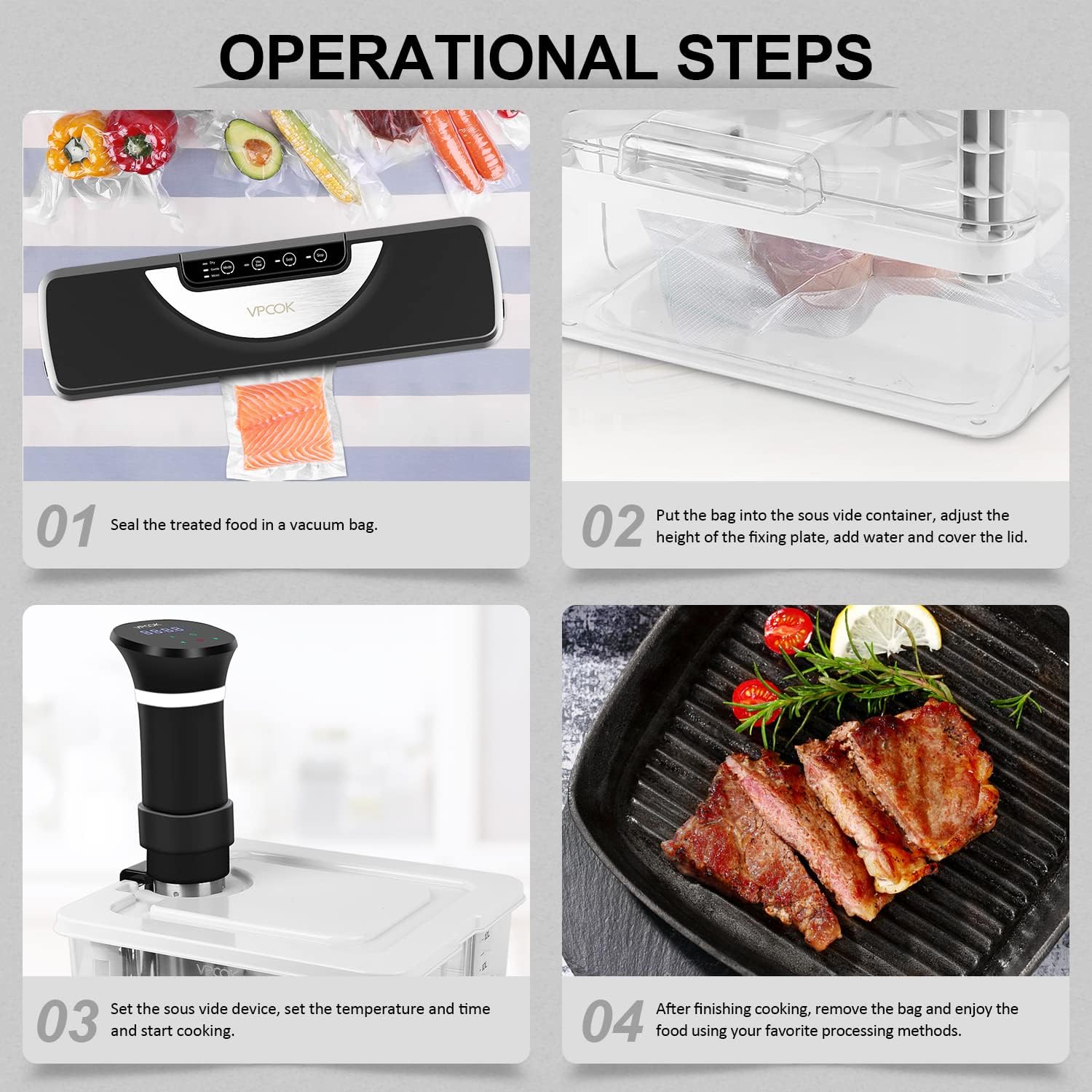 Detalle de Set contenitore sous vide 12L con coperchio e griglia 7 in 1 compatibile per roner professionale