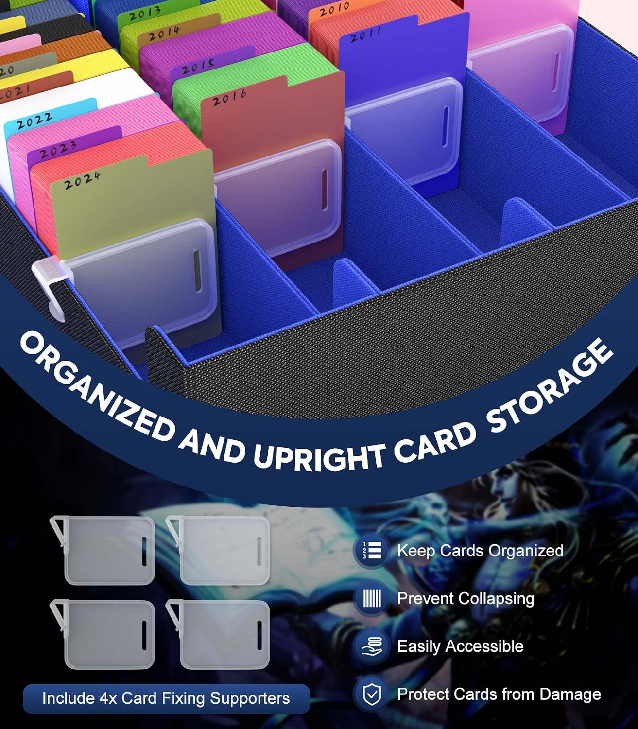 Detalle de MoKo Trading Card Storage Box: 3000+ Deck Capacity with Dividers and Supporters