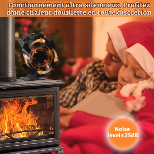 Thumbnail 5 de HAWCAFU Ventilateur de poêle à 6 pales
