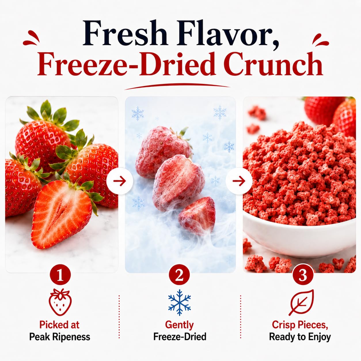 Detalle de WildSap Emeralds Freeze-Dried Strawberries, 19.2 oz Tin, No Added Sugar