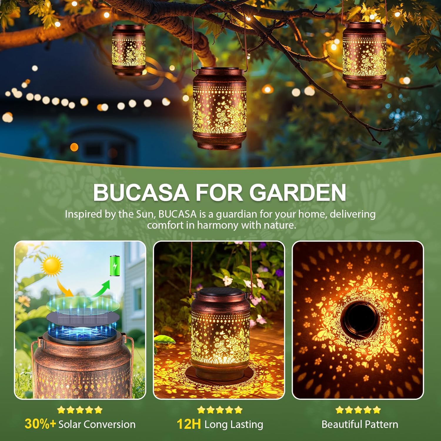 Thumbnail 3 de BUCASA solar garden lights 2 pack