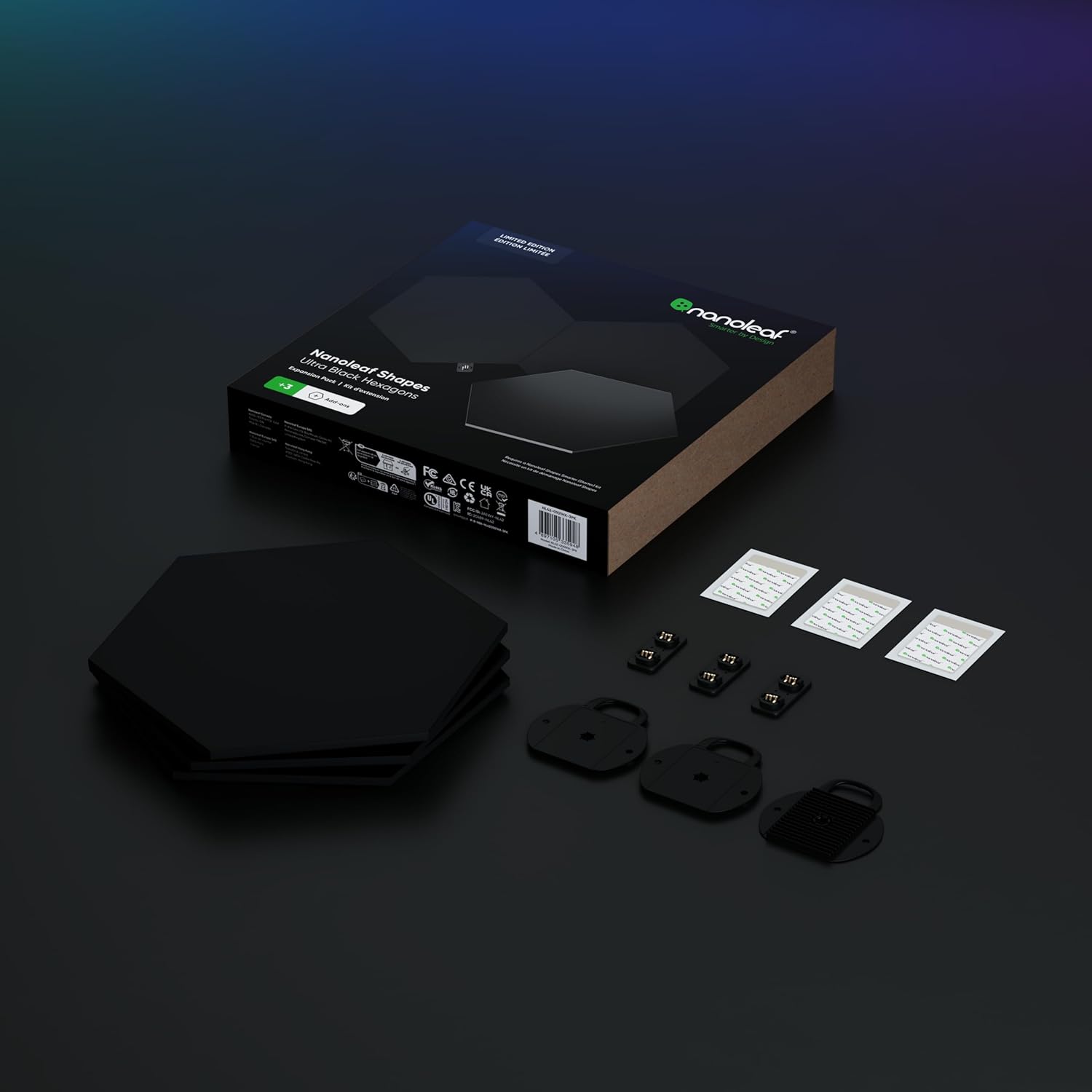 Detalle de Nanoleaf Shapes Ultra Black NL42-0101HX-3PK – sześciokątne panele LED RGBW