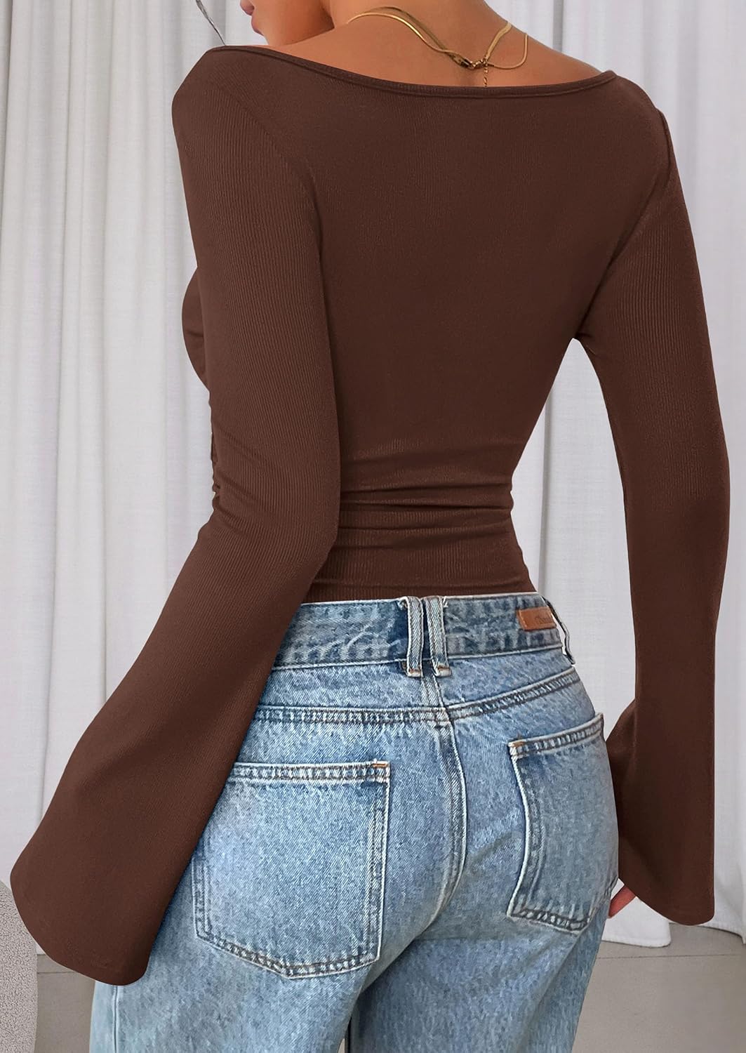 Thumbnail 6 de PRETTYGARDEN Bell Sleeve Long-Sleeve Top for Women