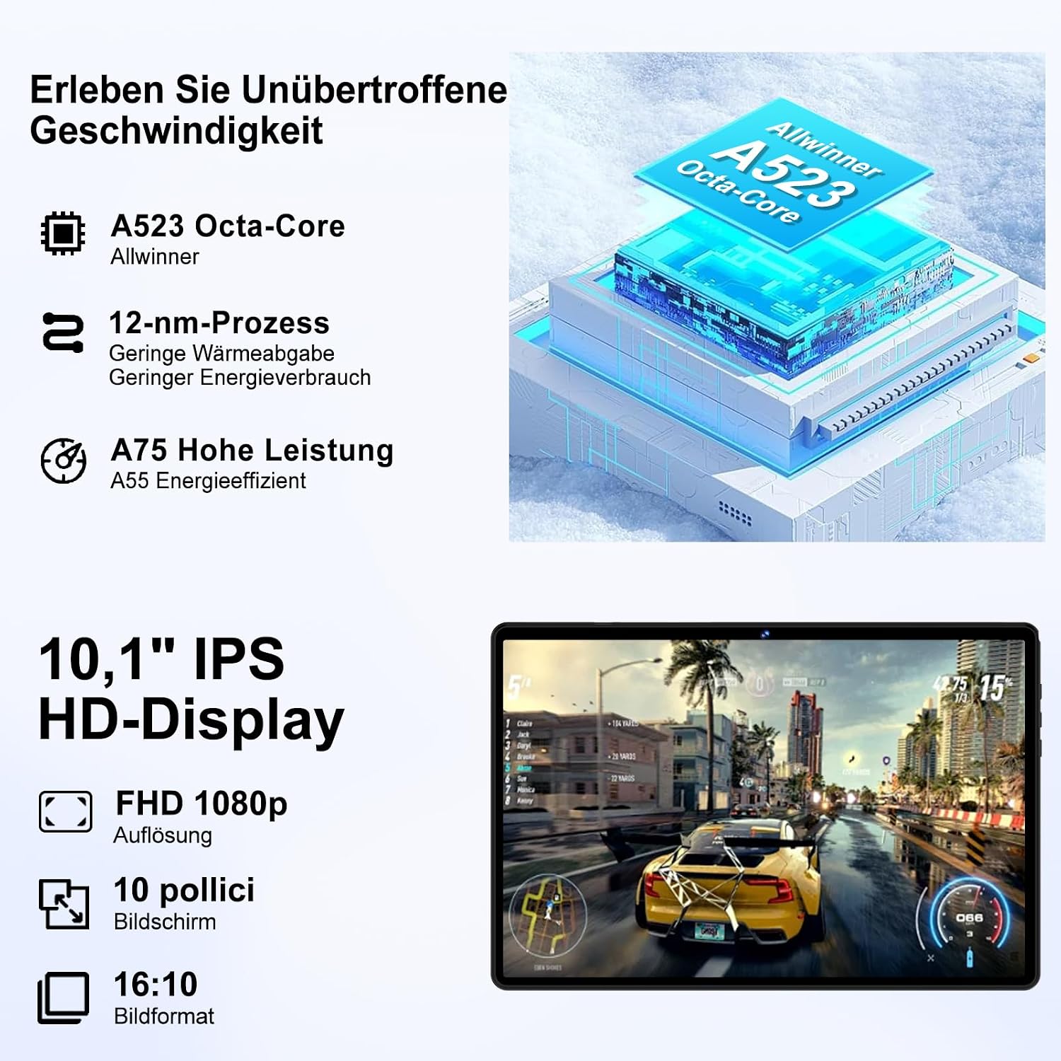 Thumbnail 3 de DMOAO Tablet 10 Pollici Android con 18GB RAM, 128GB ROM e espansione TF 1TB – WiFi 6, 5G, Widevine L1