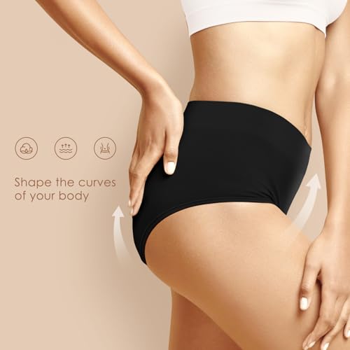 Detalle de YouShow Cotton Underwear for Women: Black High Waisted Knickers, 5 Pack