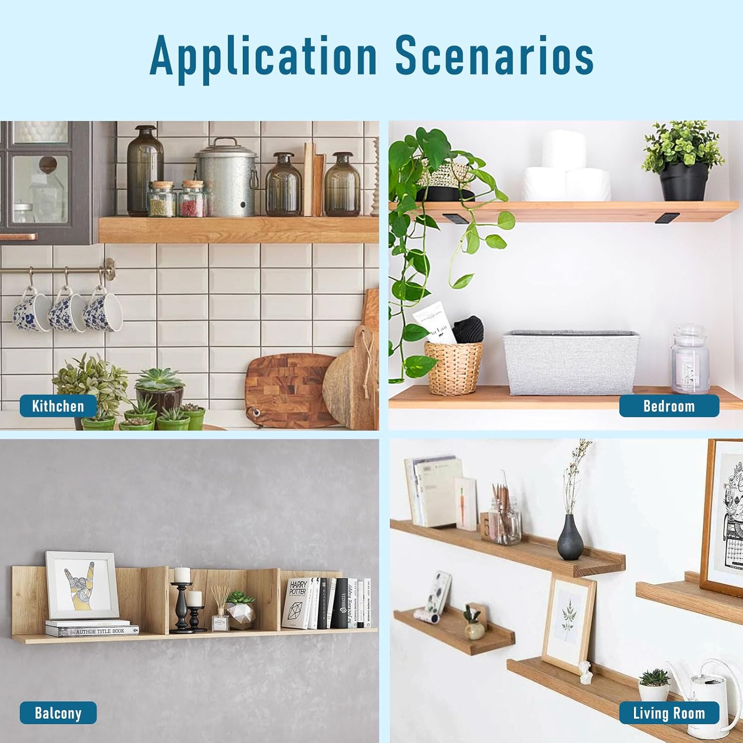 Thumbnail 6 de Heavy-Duty Scaffold Board Shelf Brackets 15cm (2 Pack) – Industrial Metal Floating Shelf Supports, Black