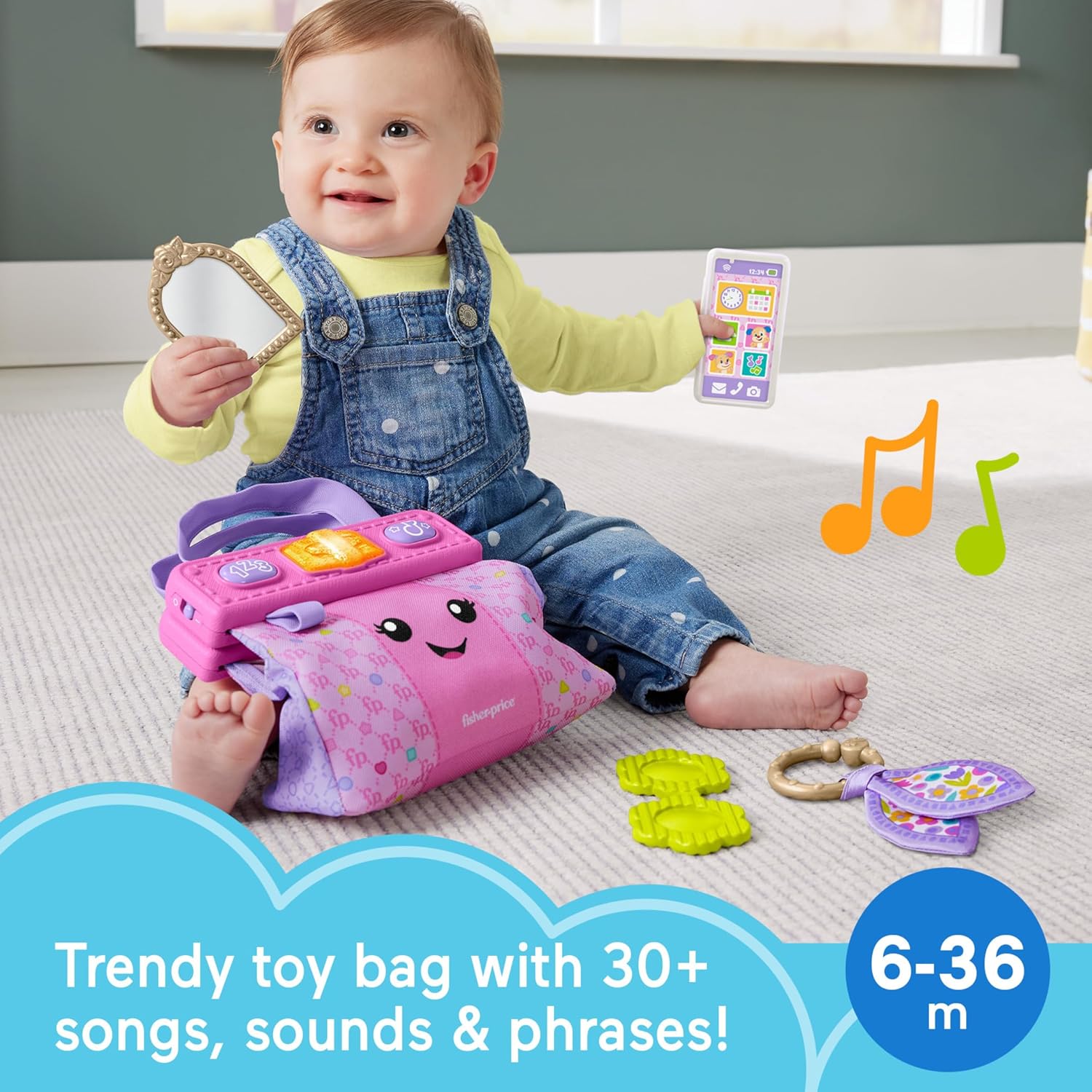 Thumbnail 1 de Fisher-Price Laugh & Learn Purse: Going Places Bag with 4 Pretend Play Accessories (6+ Months)