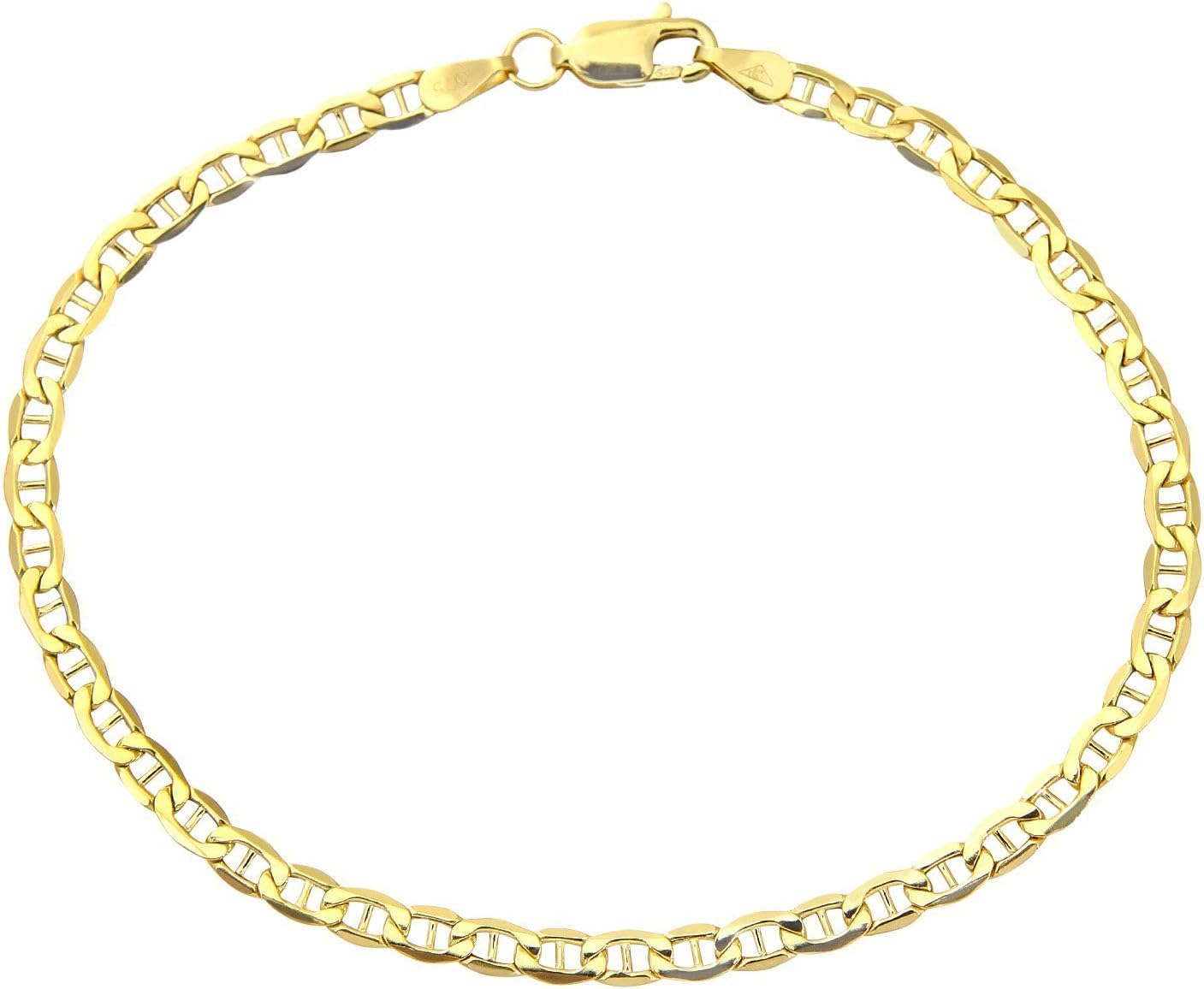 Detalle de Bracciale in oro giallo 585 da 14 carati, maglia marina piatta, larghezza 3,10 mm – modello Mariner